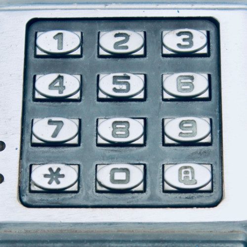 keyless entry keypad on door